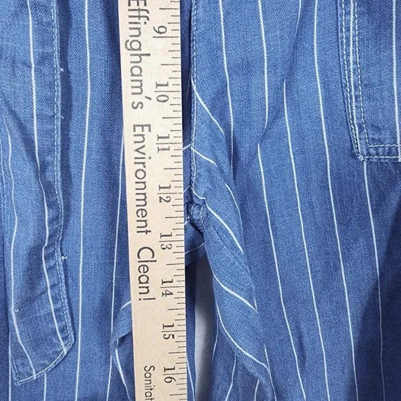 Seven7 Women's Wide Leg Pant Size 12 Belted Blue Striped Pockets Comfort NWT - Picture 9 of 15
